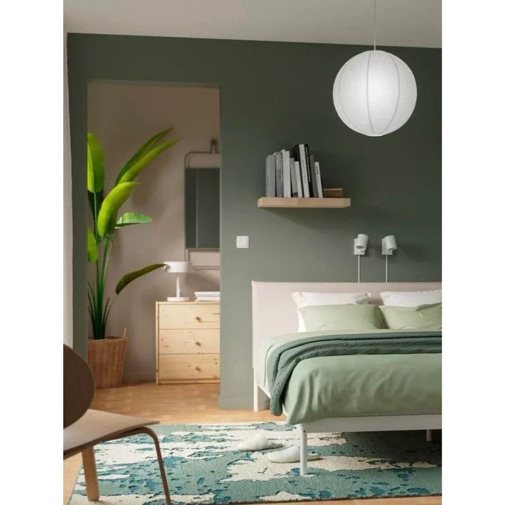 NWT Round Paper Lantern Pendant Lamp in White Cozy Clean Classic Minimalist